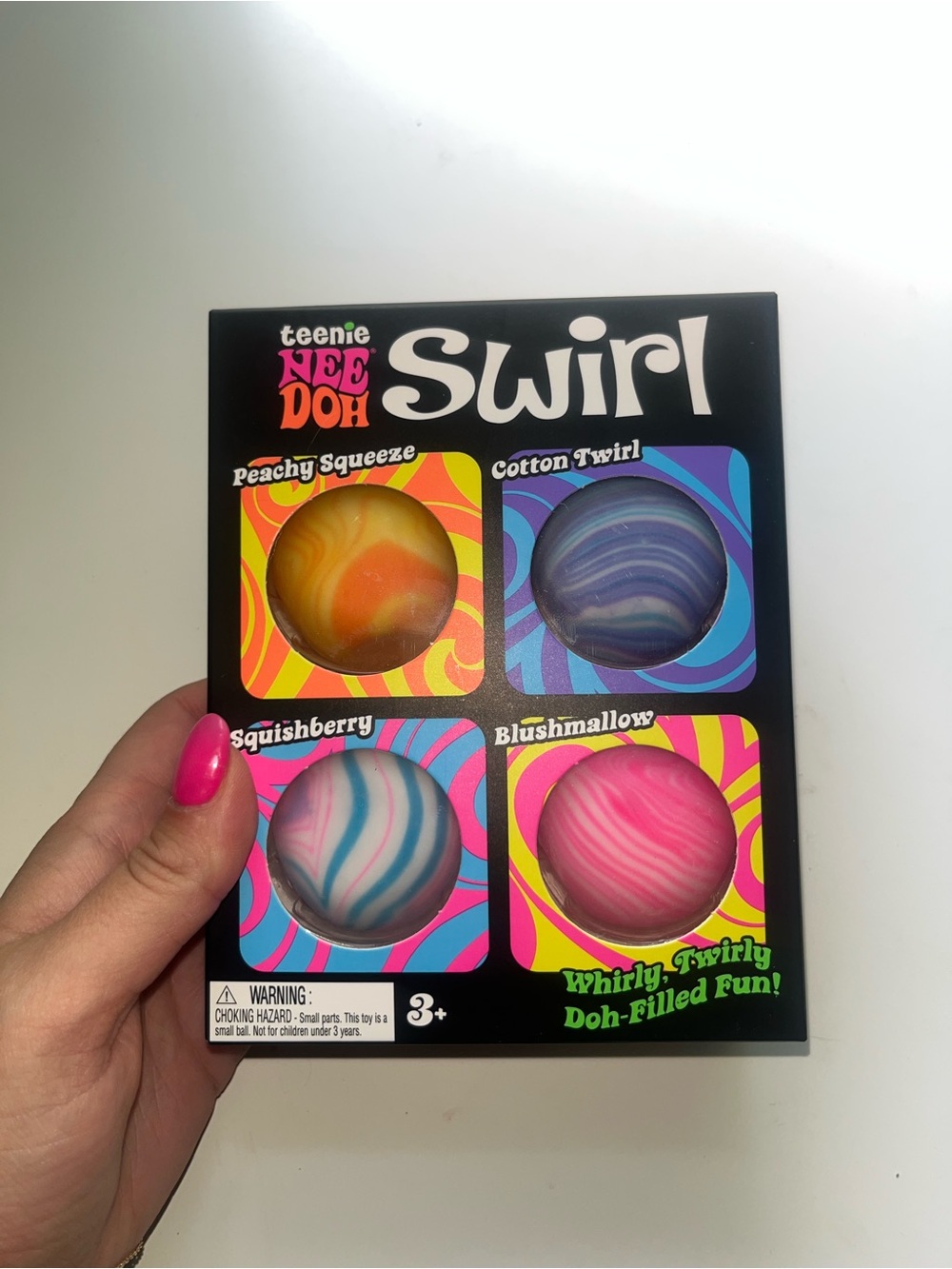 teenie NEE DOH Swirl Squishy Play Ball Set - Pink, Blue, Orange, Yellow